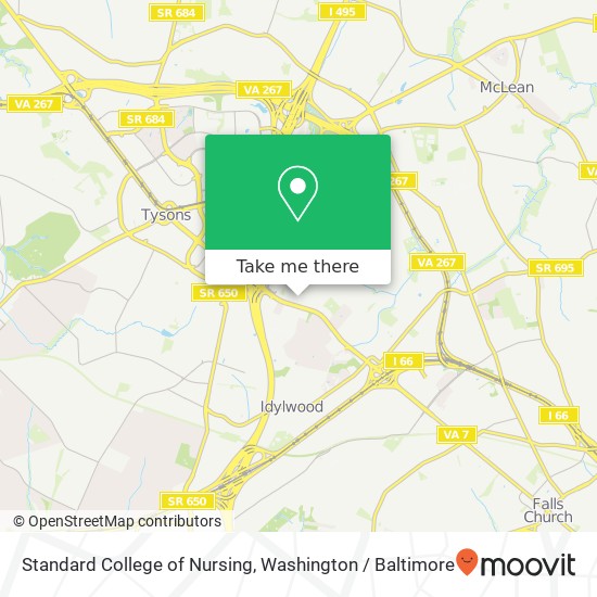 Mapa de Standard College of Nursing, 7704 Leesburg Pike