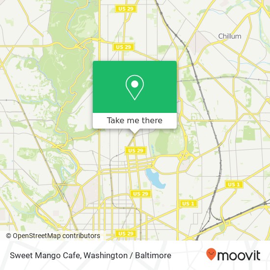 Mapa de Sweet Mango Cafe, 3701 New Hampshire Ave NW