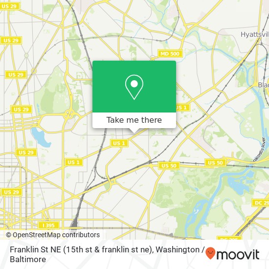 Mapa de Franklin St NE (15th st & franklin st ne), Washington, DC 20018