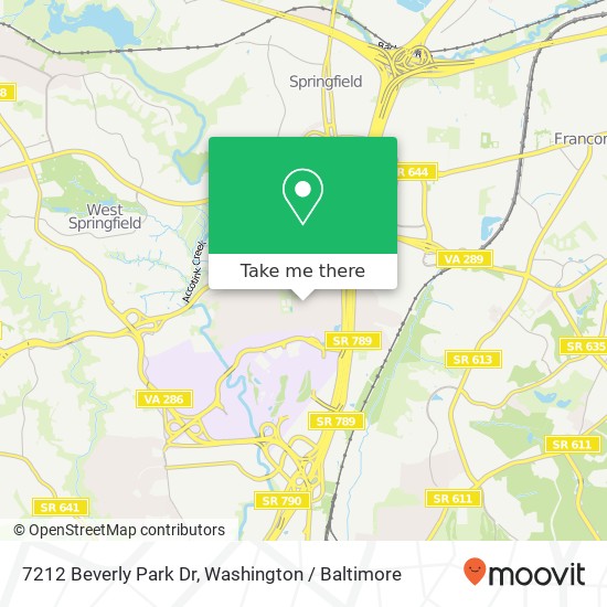 Mapa de 7212 Beverly Park Dr, Springfield, VA 22150