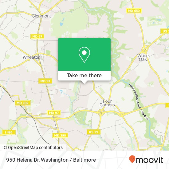 Mapa de 950 Helena Dr, Silver Spring, MD 20901