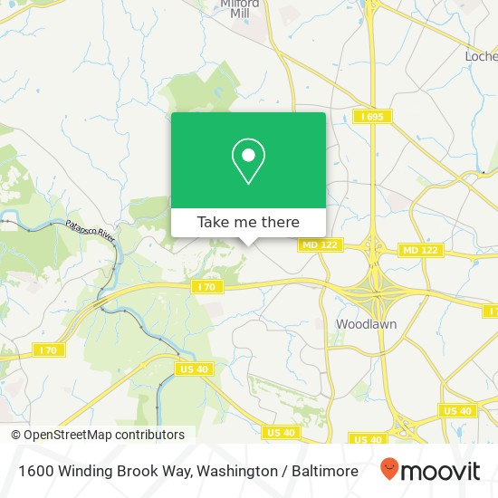Mapa de 1600 Winding Brook Way, Windsor Mill, MD 21244