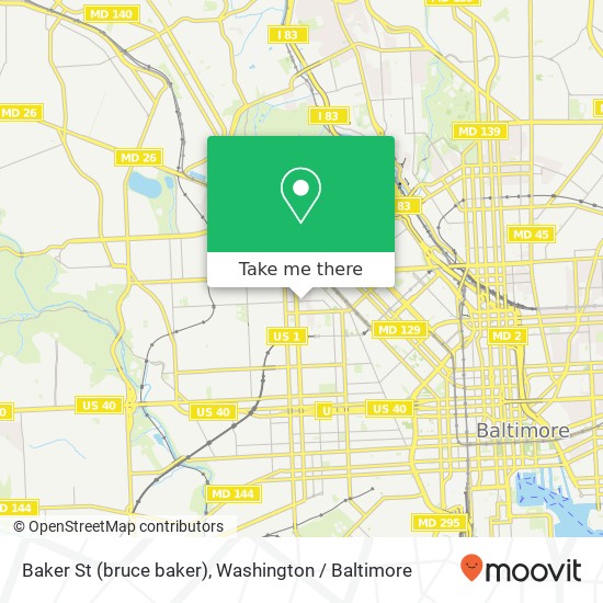 Mapa de Baker St (bruce baker), Baltimore, MD 21217