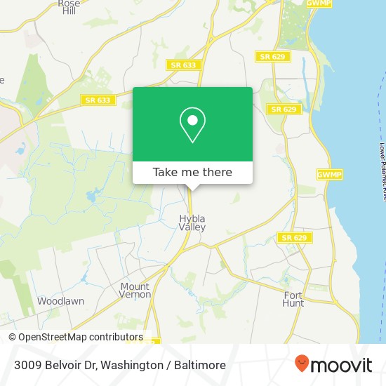 Mapa de 3009 Belvoir Dr, Alexandria, VA 22306