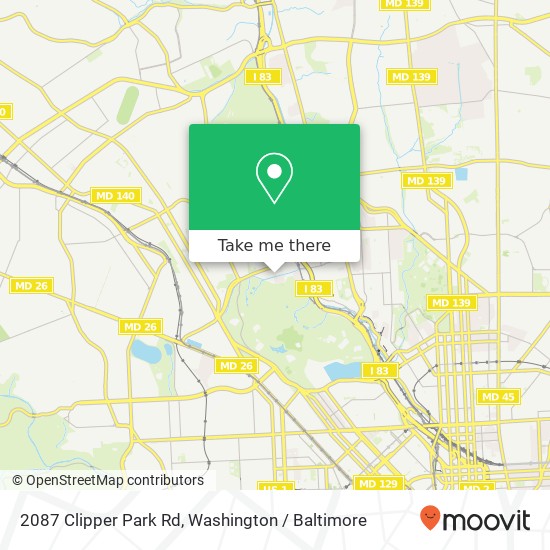 Mapa de 2087 Clipper Park Rd, Baltimore, MD 21211