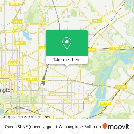 Mapa de Queen St NE (queen virginia), Washington, DC 20002