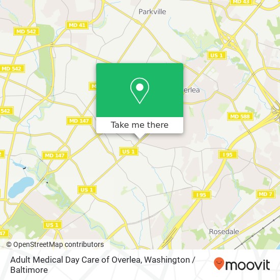 Mapa de Adult Medical Day Care of Overlea, 5800 Belair Rd