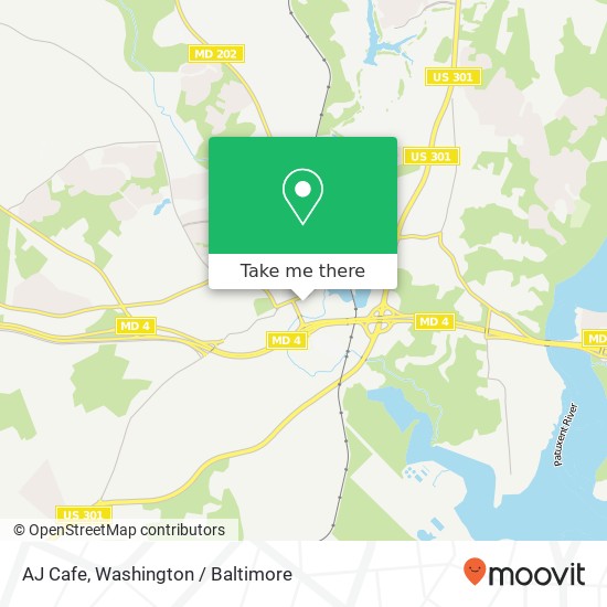 Mapa de AJ Cafe, 14735 Main St Upper Marlboro, MD 20772