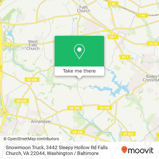 Mapa de Snowmoon Truck, 3442 Sleepy Hollow Rd Falls Church, VA 22044