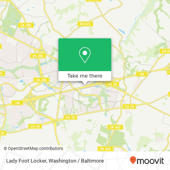 Mapa de Lady Foot Locker, 11815 Fair Oaks Mall Fairfax, VA 22033