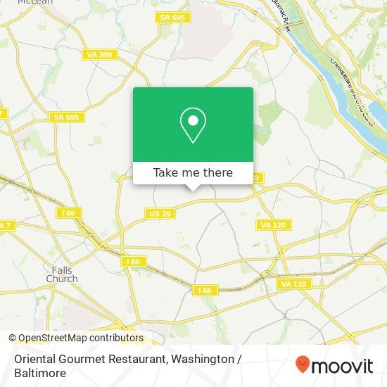 Mapa de Oriental Gourmet Restaurant, 2503 N Harrison St Arlington, VA 22207