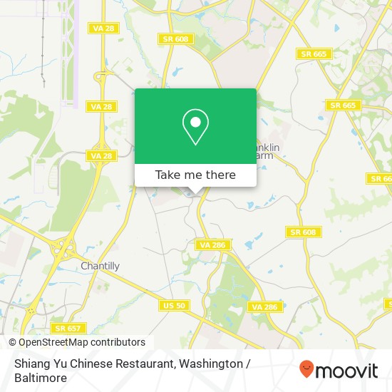 Mapa de Shiang Yu Chinese Restaurant, 13300 Franklin Farm Rd Herndon, VA 20171