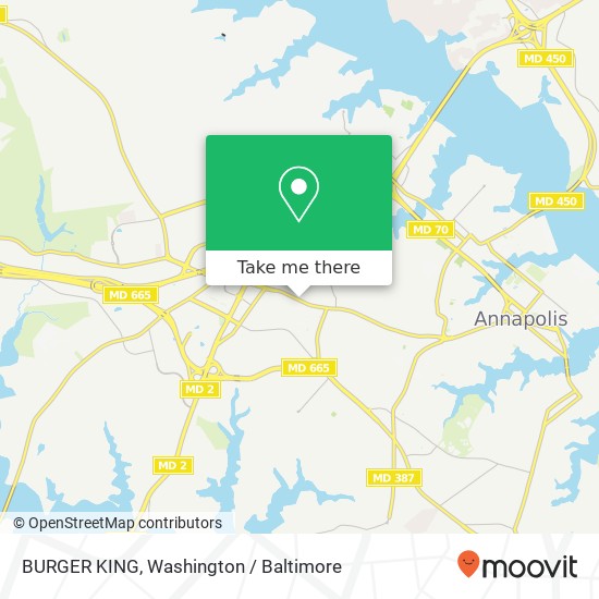 Mapa de BURGER KING, 1952 West St Annapolis, MD 21401