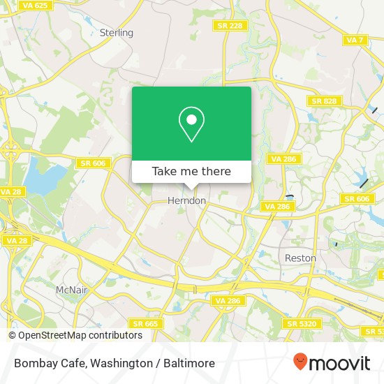 Mapa de Bombay Cafe, 724 Pine St Herndon, VA 20170
