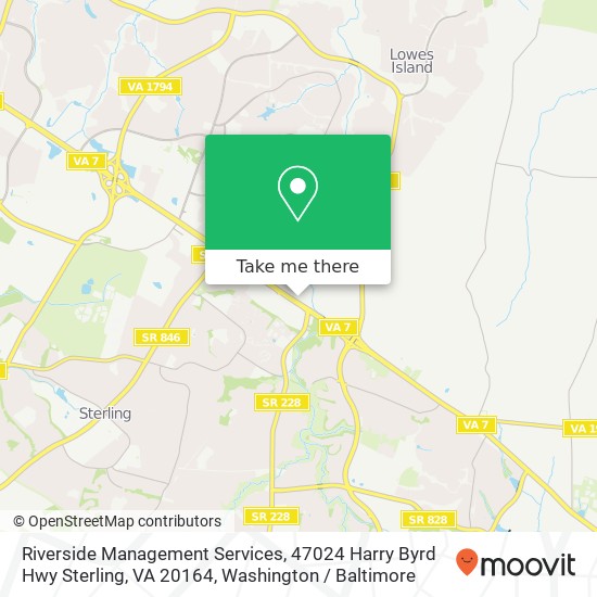 Mapa de Riverside Management Services, 47024 Harry Byrd Hwy Sterling, VA 20164
