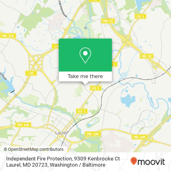 Mapa de Independent Fire Protection, 9309 Kenbrooke Ct Laurel, MD 20723