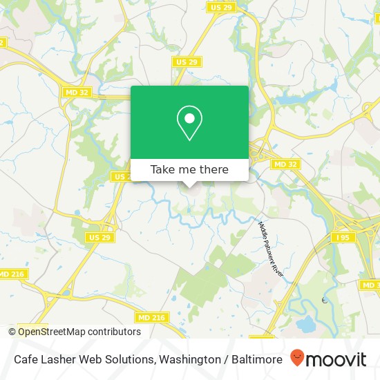 Mapa de Cafe Lasher Web Solutions, 7519 Weather Worn Way Columbia, MD 21046