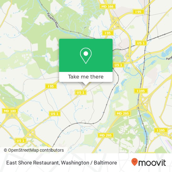 Mapa de East Shore Restaurant, 6270 Washington Blvd Elkridge, MD 21075