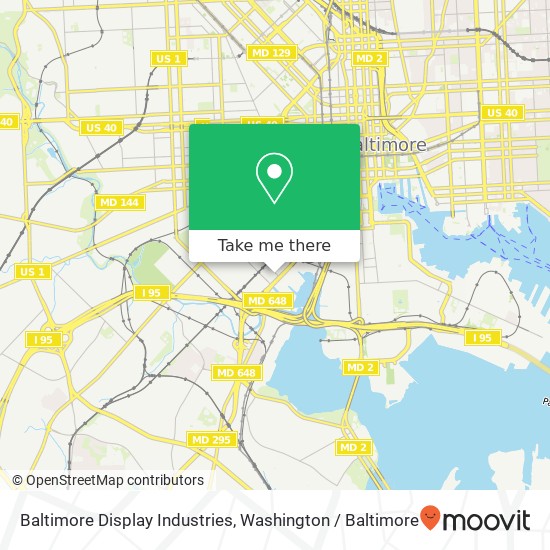 Mapa de Baltimore Display Industries, 1900 Bayard St Baltimore, MD 21230