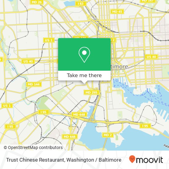Mapa de Trust Chinese Restaurant, 758 Washington Blvd Baltimore, MD 21230