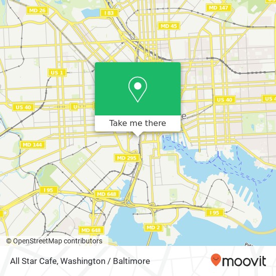 Mapa de All Star Cafe, 333 W Camden St Baltimore, MD 21201