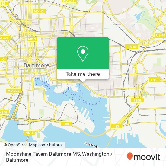 Mapa de Moonshine Tavern Baltimore MS, 2300 Boston St Baltimore, MD 21224