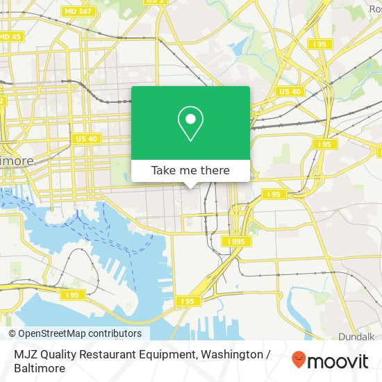 Mapa de MJZ Quality Restaurant Equipment, 3801 Fleet St Baltimore, MD 21224