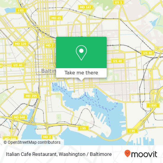 Mapa de Italian Cafe Restaurant, 1611 Bank St Baltimore, MD 21231
