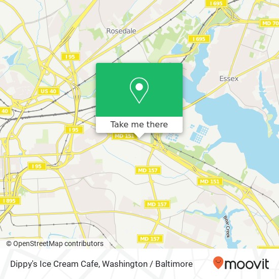 Mapa de Dippy's Ice Cream Cafe, 7832 Eastpoint Mall Baltimore, MD 21224