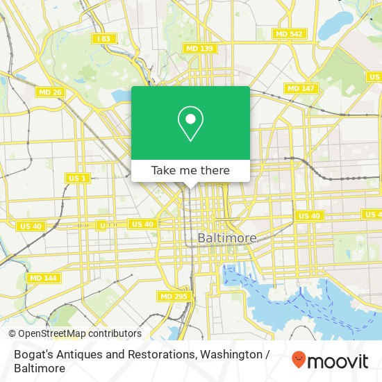 Bogat's Antiques and Restorations, 861 N Howard St Baltimore, MD 21201 map