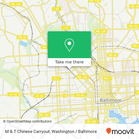Mapa de M & T Chinese Carryout, 2121 Pennsylvania Ave Baltimore, MD 21217