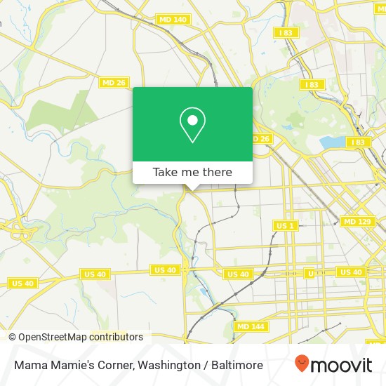 Mapa de Mama Mamie's Corner, 3129 W North Ave Baltimore, MD 21216