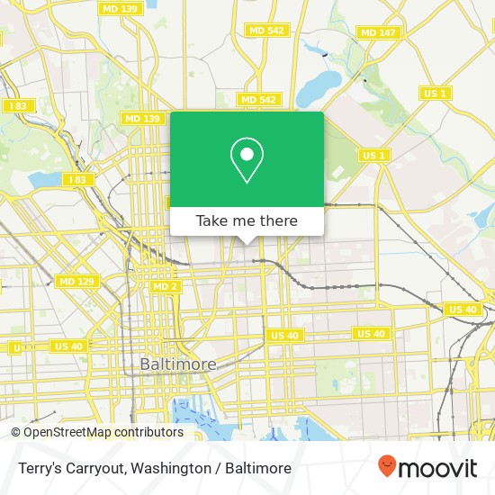 Mapa de Terry's Carryout, 1507 E Federal St Baltimore, MD 21213