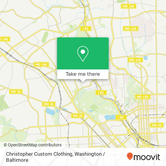 Mapa de Christopher Custom Clothing, 3701 Malden Ave Baltimore, MD 21211