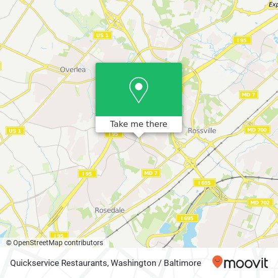 Mapa de Quickservice Restaurants, 6315 Kenwood Ave Rosedale, MD 21237