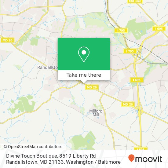 Mapa de Divine Touch Boutique, 8519 Liberty Rd Randallstown, MD 21133