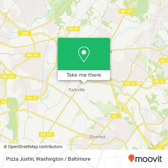 Mapa de Pizza Justin, 3013 Acton Rd Parkville, MD 21234