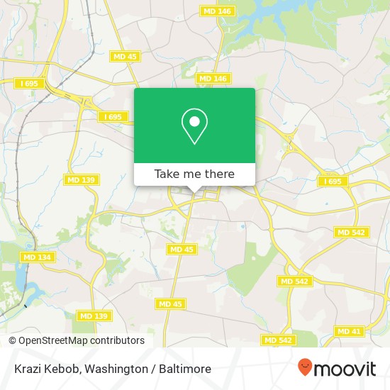 Mapa de Krazi Kebob, 9 E Chesapeake Ave Towson, MD 21286