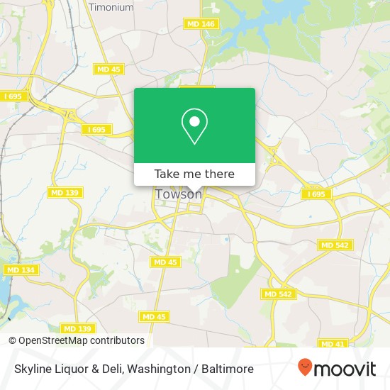 Mapa de Skyline Liquor & Deli, 207 E Joppa Rd Towson, MD 21286
