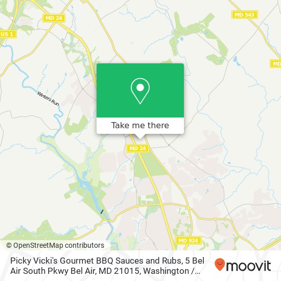 Mapa de Picky Vicki's Gourmet BBQ Sauces and Rubs, 5 Bel Air South Pkwy Bel Air, MD 21015