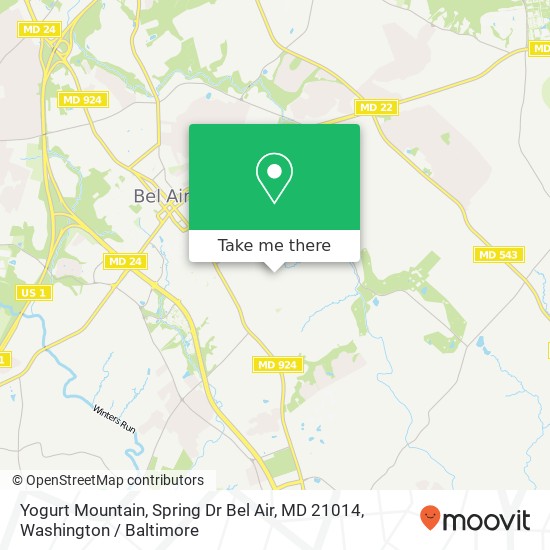 Mapa de Yogurt Mountain, Spring Dr Bel Air, MD 21014