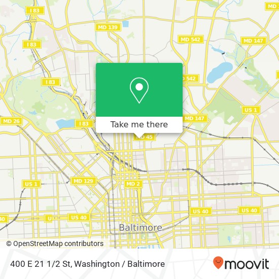 Mapa de 400 E 21 1 / 2 St, Baltimore, MD 21218