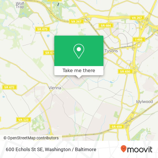 Mapa de 600 Echols St SE, Vienna (VIENNA), VA 22180