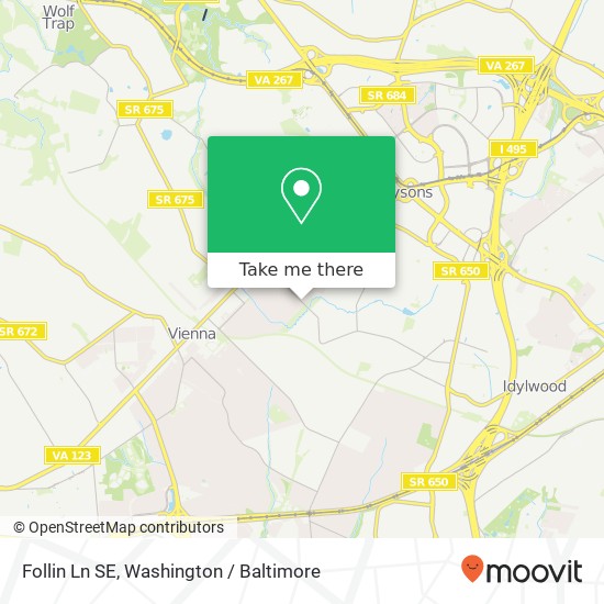 Mapa de Follin Ln SE, Vienna, VA 22180