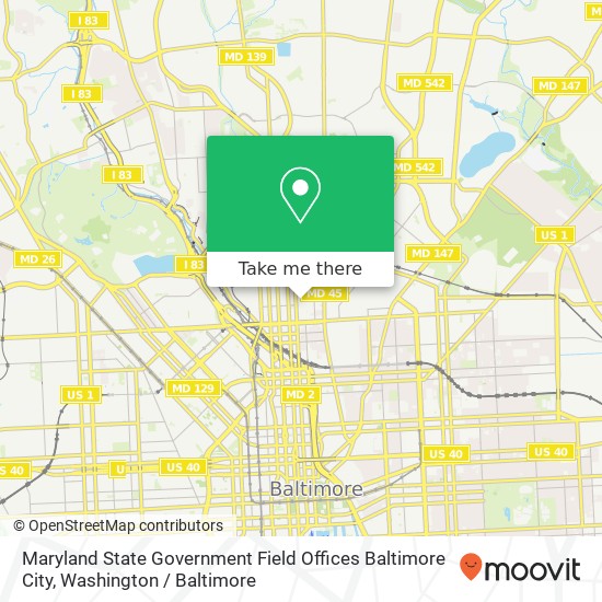 Mapa de Maryland State Government Field Offices Baltimore City, 2100 Guilford Ave