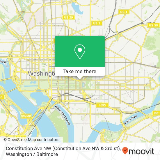 Constitution Ave NW (Constitution Ave NW & 3rd st), Washington, DC 20001 map