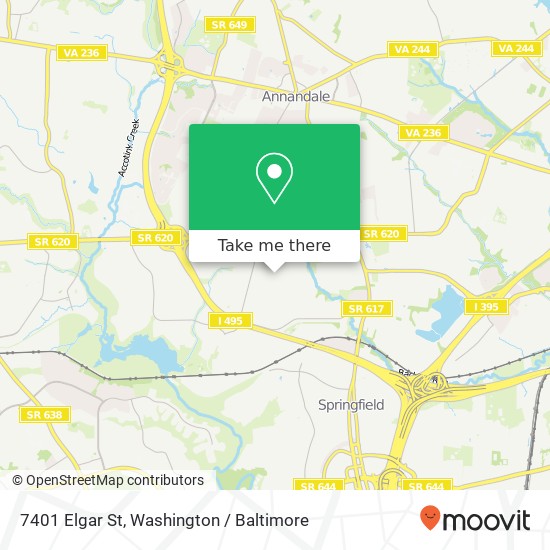 Mapa de 7401 Elgar St, Springfield, VA 22151