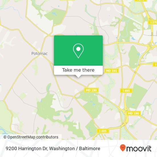 Mapa de 9200 Harrington Dr, Potomac, MD 20854