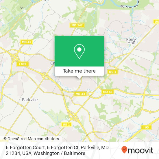 Mapa de 6 Forgotten Court, 6 Forgotten Ct, Parkville, MD 21234, USA