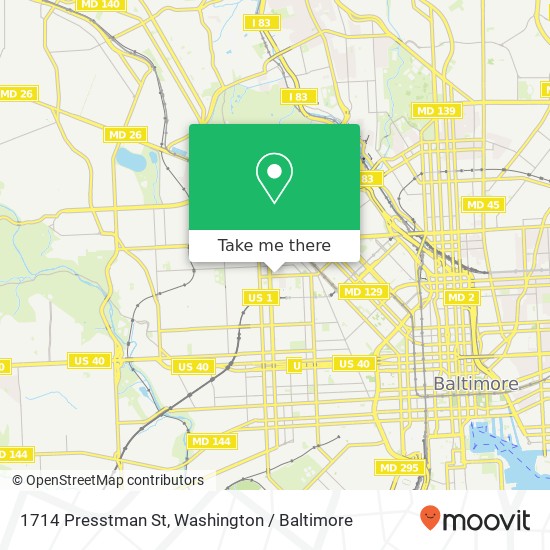 Mapa de 1714 Presstman St, Baltimore, MD 21217